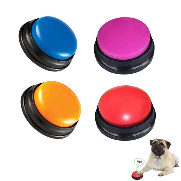 Voice Recording Button for Communication Pet Training Buzzer, 30 Second Record&Playback Dog Toy, Voice Recording Clicker for Cat, Puppy, Pet Trainin, Funny Gift for Study Office Home 4 Pcs