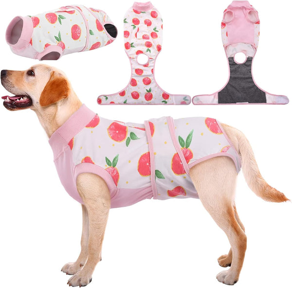 Dog Recovery Suit Female, Dog Onesie for Surgery, Female Spay and Male Neuter Onesie for Post-Op Care, Prevent Licking Puppy Onesies, Pink L