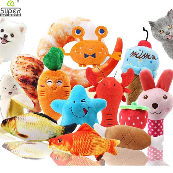 10PCS/lot MixColors Wholesale Pet Dog Toys For Small Dogs Cute Puppy Cat Chew Squeaker Squeaky Plush Toy Pet Supplies