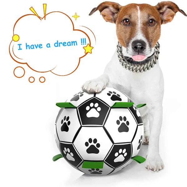 Dog Toy Interactive Pet Football Toys with Grab Tabs Dog Outdoor training Soccer Pet Bite Chew Balls for Dog accessories